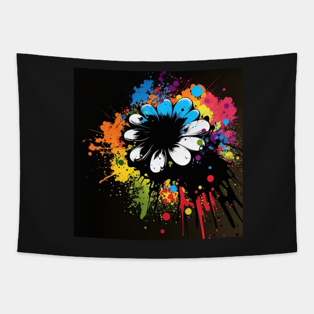 Cosmic Flower Splatter Paint Tapestry by TheArtfulAllie