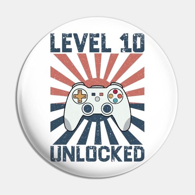 Level 10 Unlocked Video Gamer 10th Birthday Gift for Boys Pin by BioLite