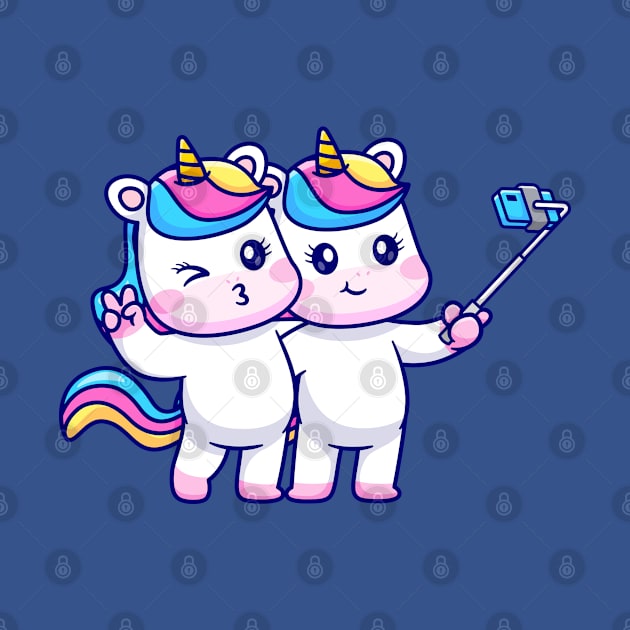 Cute couple Unicorn taking selfie with phone together by Thumthumlam