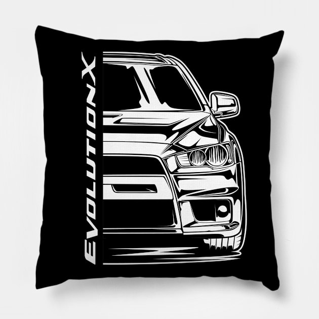 Lancer Evolution X (White Print) Pillow by idrdesign