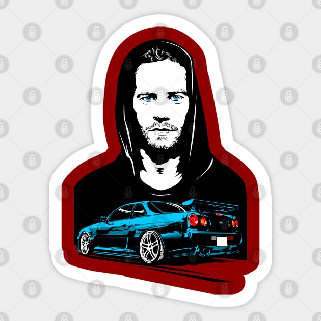 Paul The Buster Walker - Paul Walker Gtr R34 Nissan - Sticker