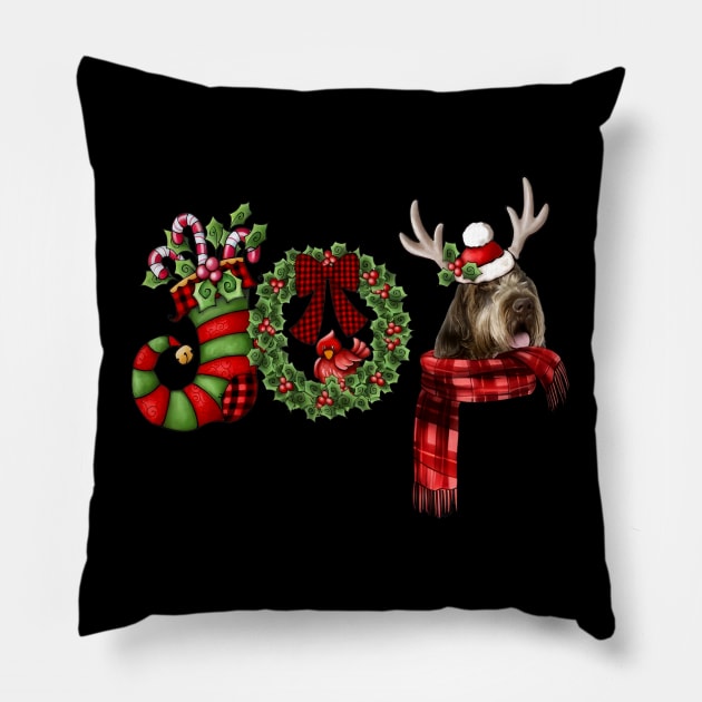 Christmas Joy Dwarf Stocking Wirehaired Pointing Griffon Pillow by Ripke Jesus