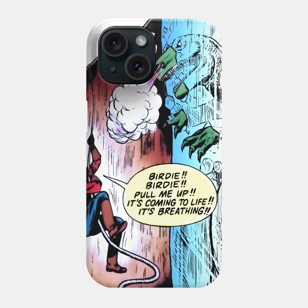 Frozen Hungry Dinosaur Mountaineer Adventurer Tyrannosaurus Rex Funny Retro Comic Vintage Cartoon Book Cover Phone Case by REVISTANGO