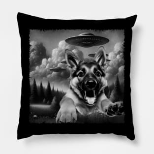 German Shepherd UFO Trendy Tee for Fans of Noble German Dogs Pillow