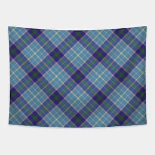 Blue and Green Plaid Texas Tartan Diagonal High Res 300 DPI Tapestry