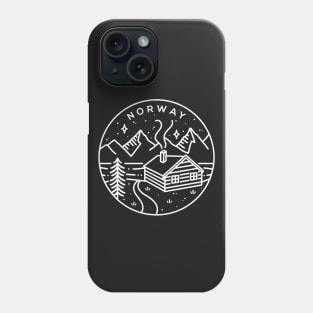 Norway Minimalist Landscape Emblem - Black Phone Case