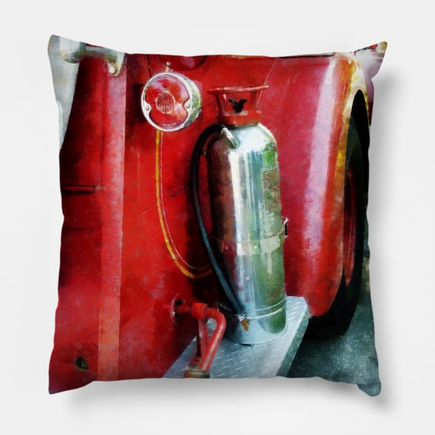 Fire Truck - Fire Extinguisher On Fire Truck Pillow by SusanSavad