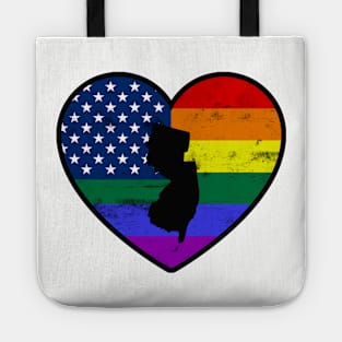 New Jersey United States Gay Pride Flag Heart Tote