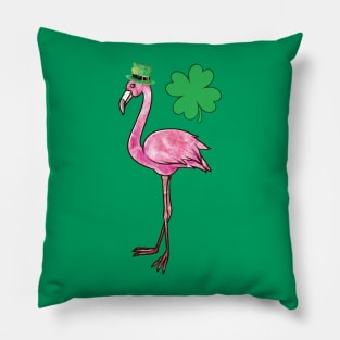 Lucky Leprechaun Flamingo St Patrick's Day Pillow