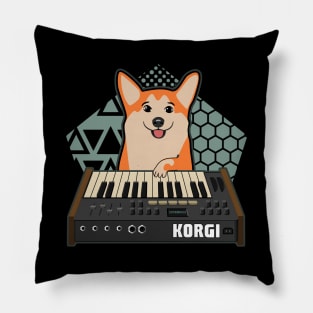 Funny Synthesizer Electronic Musician Corgi Dog Lover Pillow