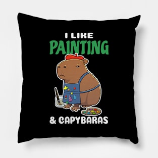 I Like Painting and Capybaras Cartoon Pillow