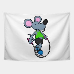 Mouse at Fitness with Rope Tapestry