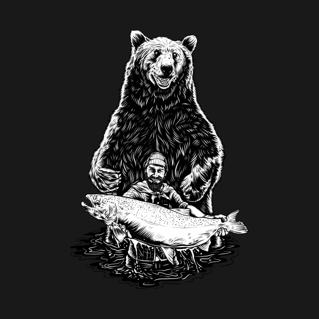 Vintage Bear Fish Fisherman by Evoke Collective