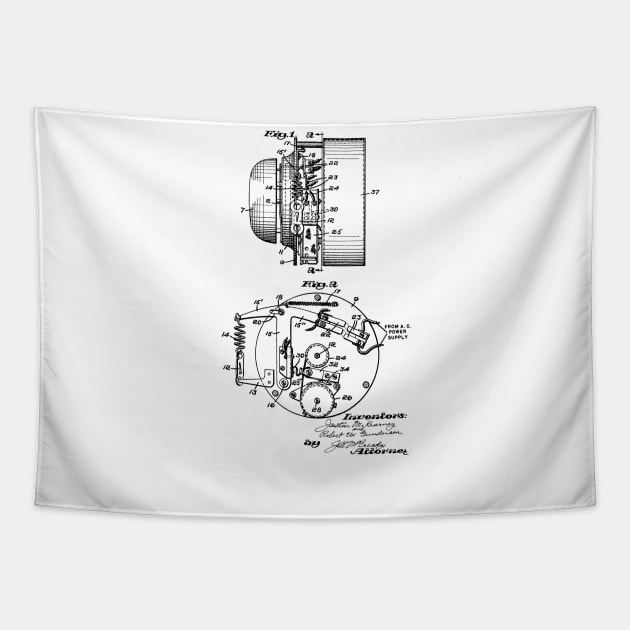 Fire Alarm Vintage Patent Hand Drawing Tapestry by TheYoungDesigns