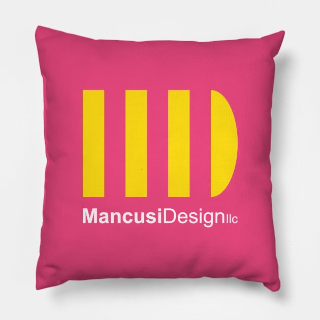 Mancusi Design Logo Dark Background Pillow by Mancusi Design