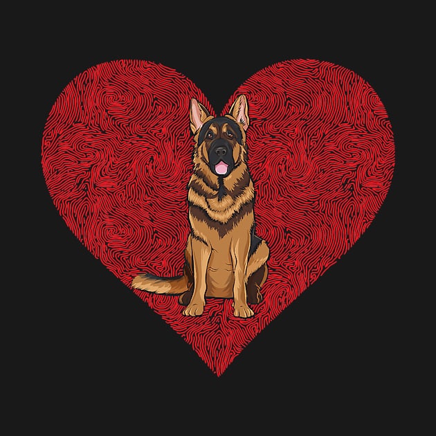 German Shepherd Dog Love Fingerprint Valentines Day by EmilyCharlotty