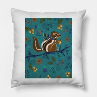 Chipmunk with scarf Pillow