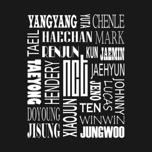 NCT MEMBERS NAMES AND LOGO COLAGE WHITE T-Shirt