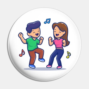 Couple Man And Woman Dancing With Music Pin