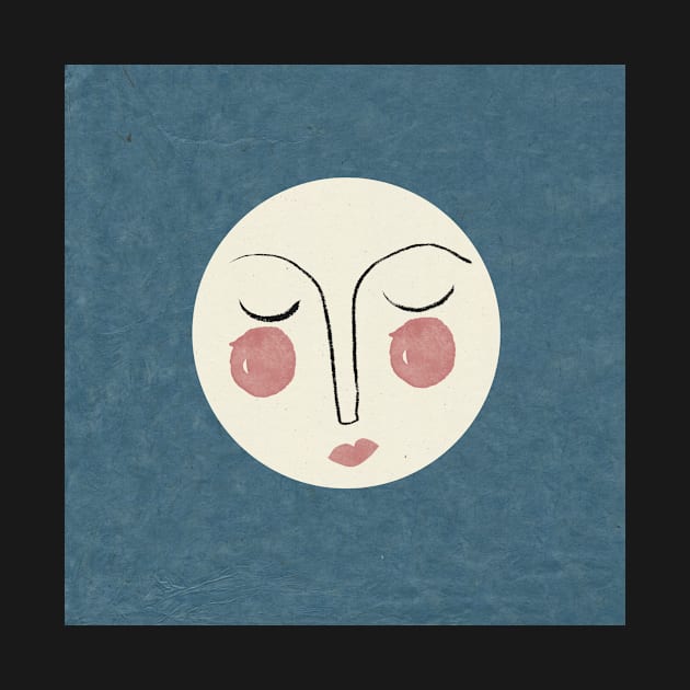 Blue moon face illustration by Riadesignstore