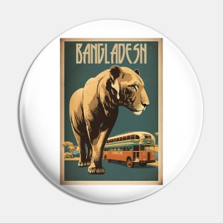 Bangladesh Tiger Vintage Travel Art Poster Pin