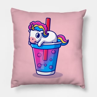 Cute Unicorn Boba Milk Tea Cartoon Pillow