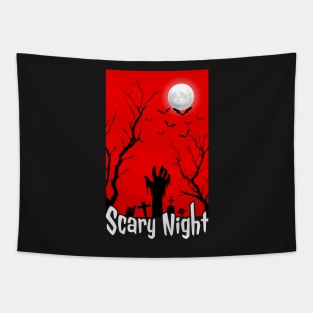 Scary Night halloween zombie hand graveyard Tapestry