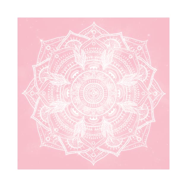 Elegant White Mandala Pink Nebula Design by NdesignTrend