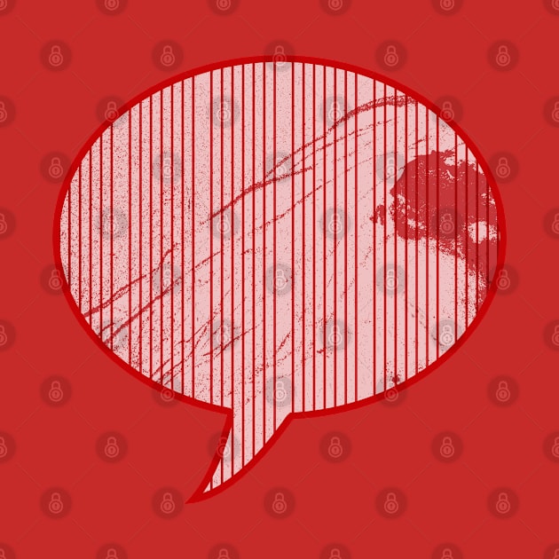 Red grunge stripe speech bubble by hereswendy