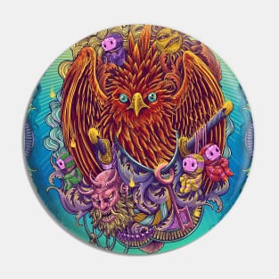 Phoenix Bird Engraving Surrealism Artwork Pin