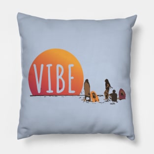 Vibe! Surfers on the Beach Pillow