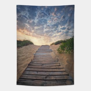 Wooden footpath to the beach Tapestry