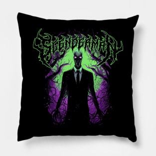 Parody Deathcore Band Tee of Slenderman - Menacing Metal Vibes Pillow