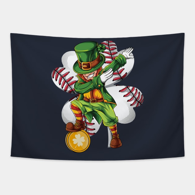 St Patricks Day Baseball Shirt Dabbing Leprechaun Clover Tapestry by 14thFloorApparel