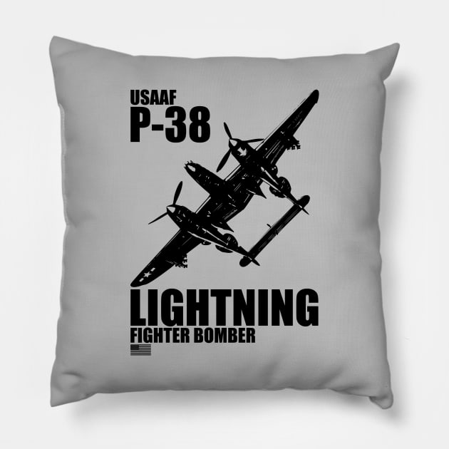 P-38 Lightning Pillow by Tailgunnerstudios