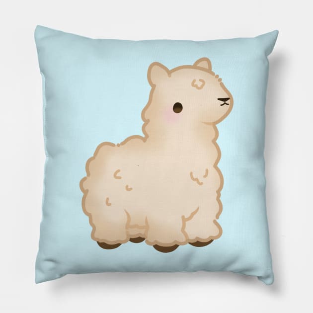 Cute Fluffy White Llama Pillow by LinnsWorld