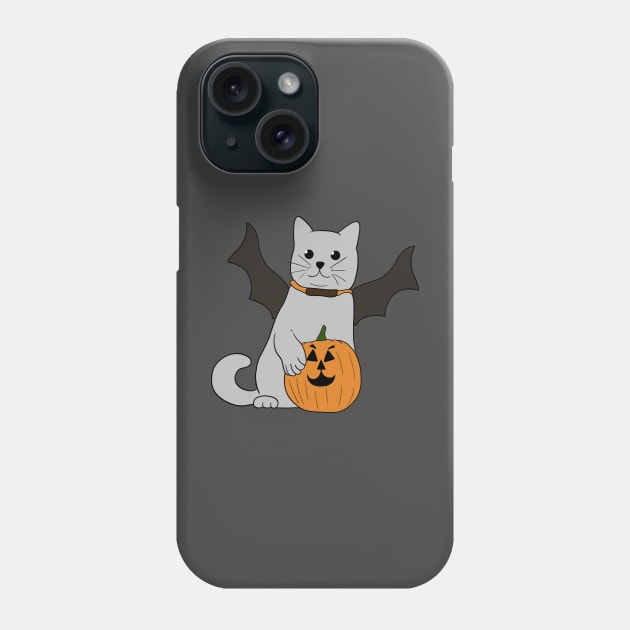 Pumpkin Ghost Cat Phone Case by Rishirt