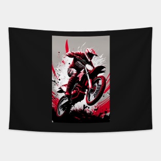 Dirt Bike With Red and Black Paint Splash Design Tapestry