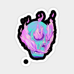 Skull on fire with purple variant color Magnet