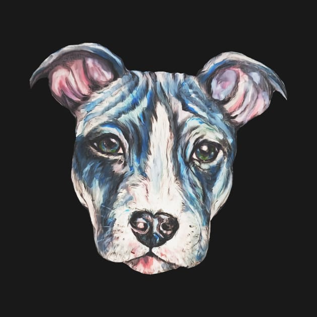 Blue Pitbull Face by candimoonart