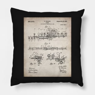 Flute Patent - Musician Art - Antique Pillow