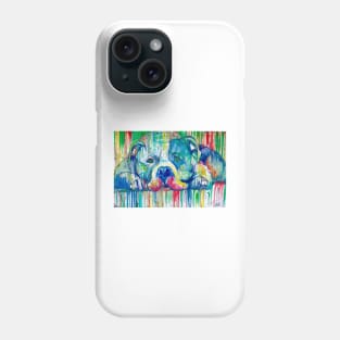 PIT BULL RESTING ON THE FLOOR - watercolor portrait Phone Case