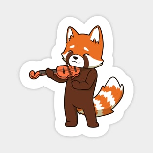 Comic red panda playing violin Magnet