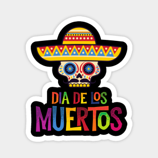 Dia de Los Muertos Sugar Skull with Sombrero Magnet