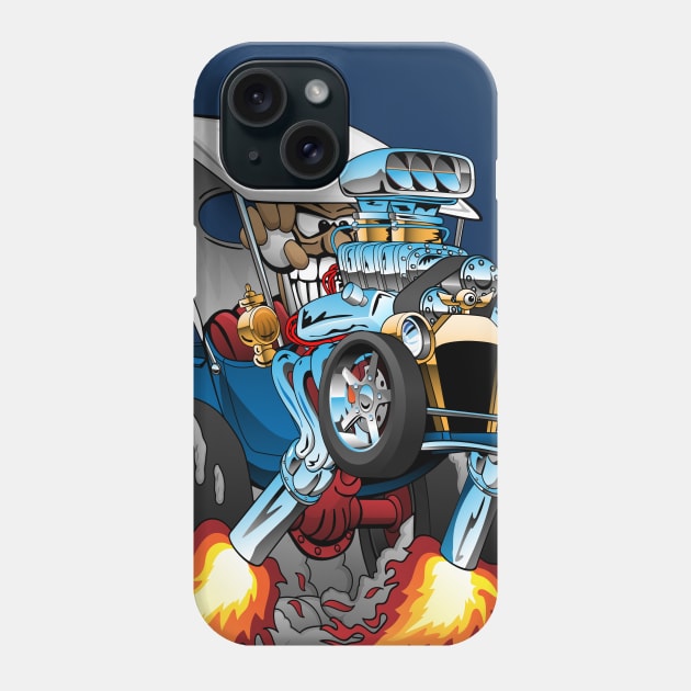 Custom T-bucket Roadster Hotrod Cartoon Illustration Phone Case by hobrath