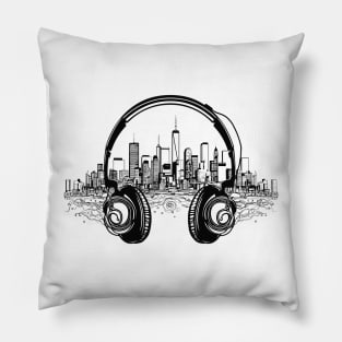 Music Headphone City Rhyme Wonderful Vibes Vector Graphic Pillow