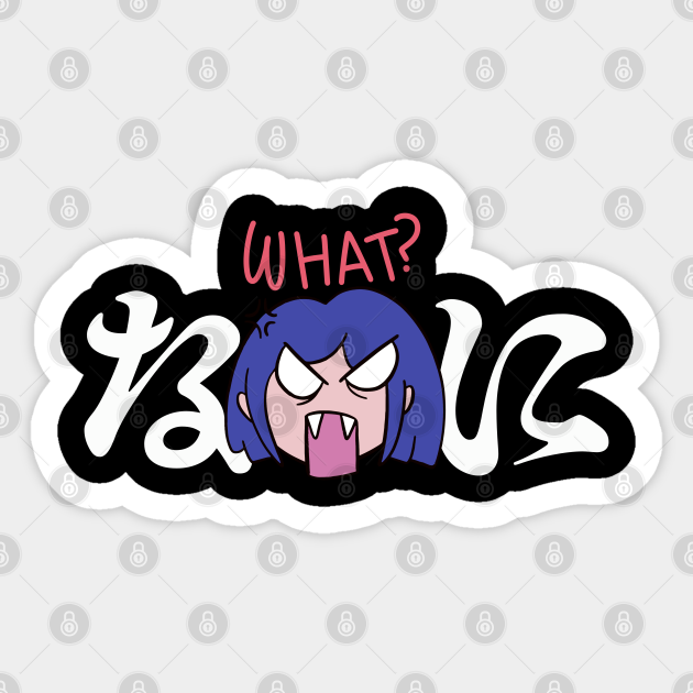 Anime Girl Angry Face Expression asking What in Japanese - Anime - Sticker | TeePublic Anime Girl Angry Face Expression asking What in Japanese - Anime - Sticker | TeePublic