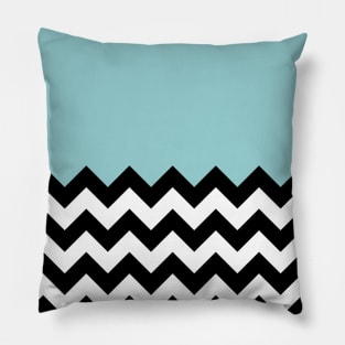 Black and White Zigzag Pattern, Chevron, Blue Pillow