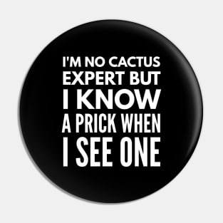 I'm No Cactus Expert But I Know A Prick When I See One - Funny Sayings Pin