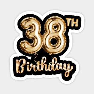 38th Birthday Gifts - Party Balloons Gold Magnet